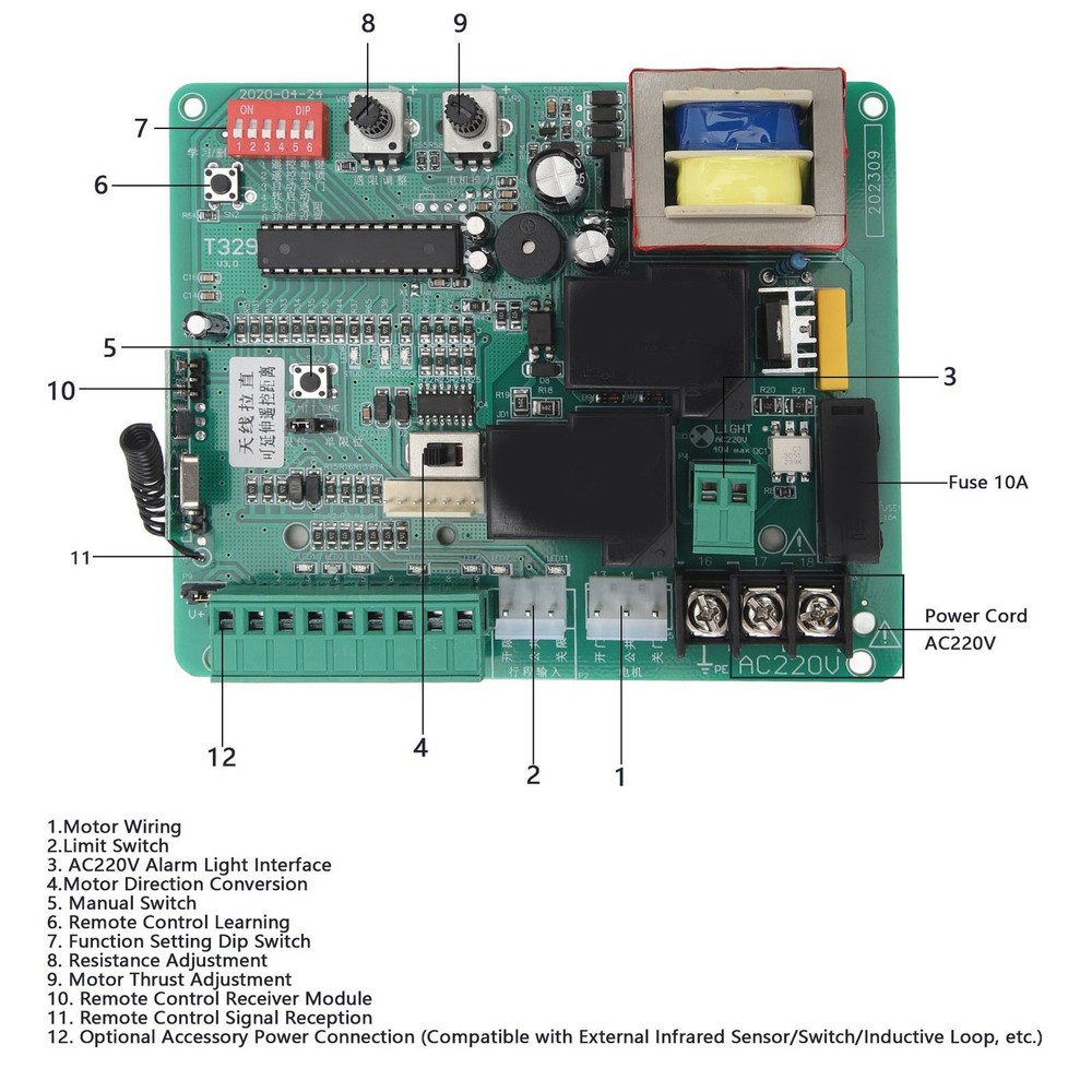 Universal Circuit Control Board For Sliding Gate Opener Main Electronic Control