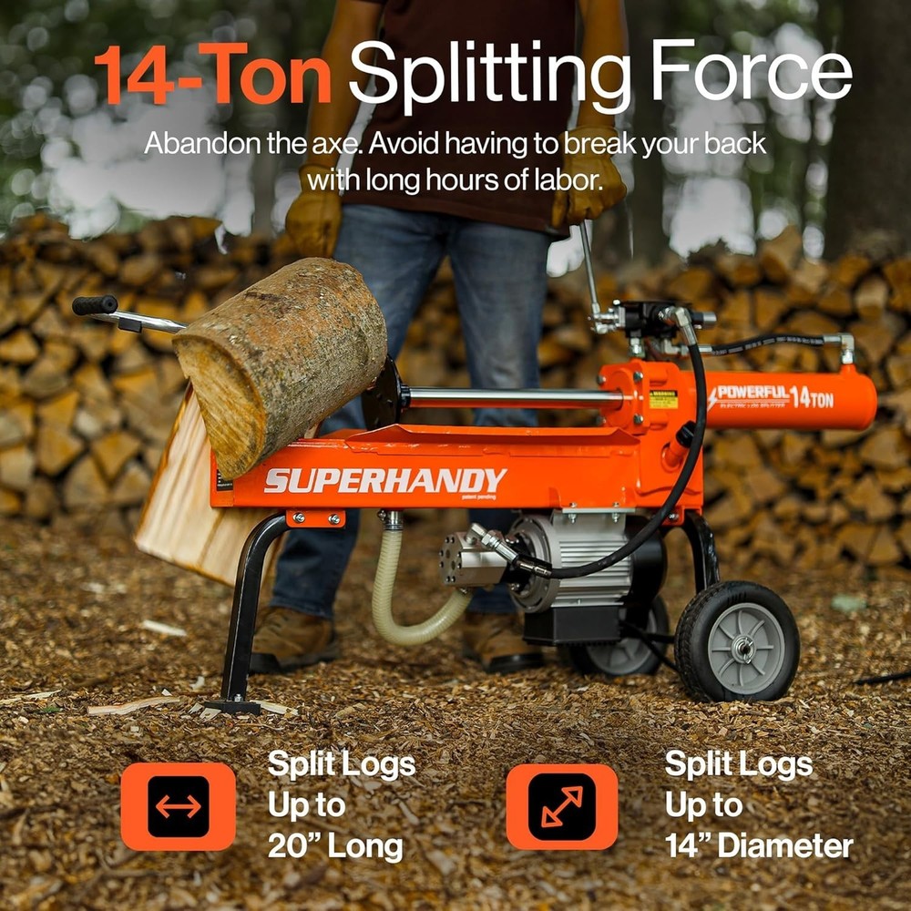 Eco-Friendly Electric Log Splitter - 14 Ton Capacity with Efficient Rapid Return