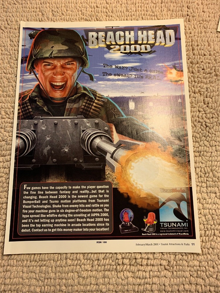 odd size 10 3/4-8''  Beach Head 2000 Tsunami   ARCADE GAME FLYER