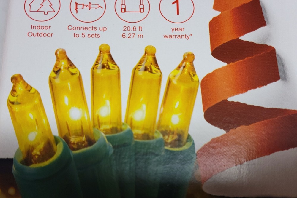 2 BOXES GE 100-CT STRING-A-LONG GOLD STRING LIGHTS - GREEN WIRE HOLIDAY MINI