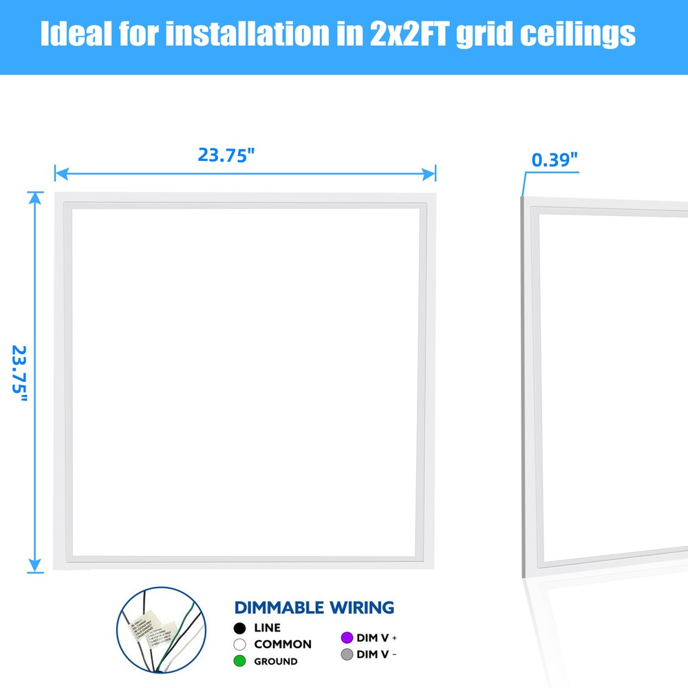 2-100Pack 2x2Ft LED Panel Light Drop Ceiling Flat Recessed Troffer Fixture 5000K