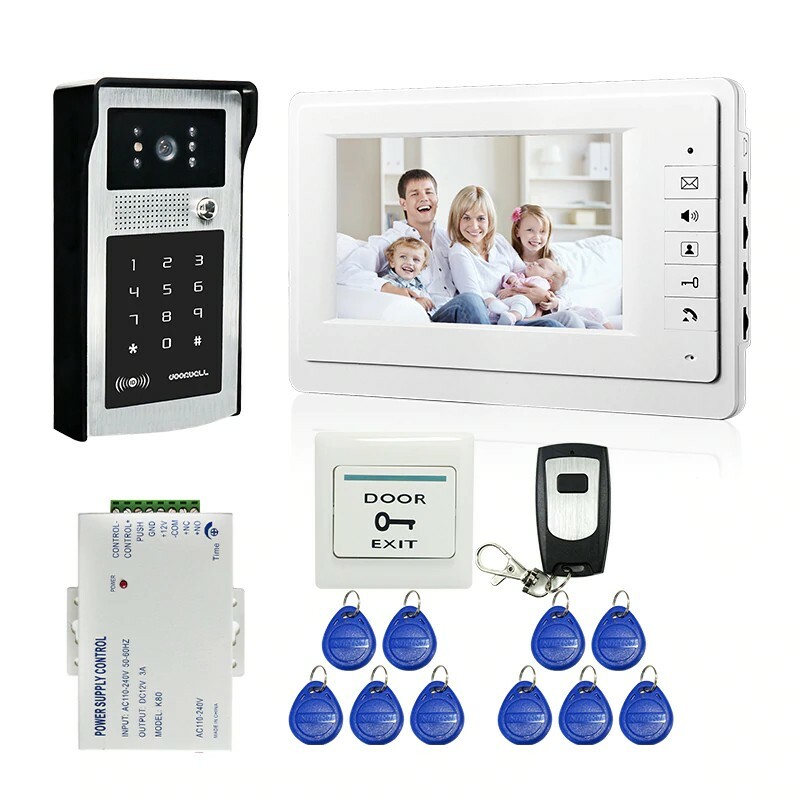 Wired 7" Video Door Phone Doorbell Intercom Entry System + IR RFID Code Keypad