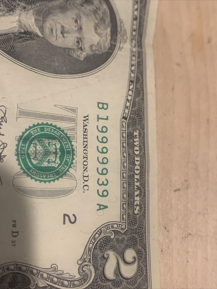 2013 $2 dollar bill Wild Number