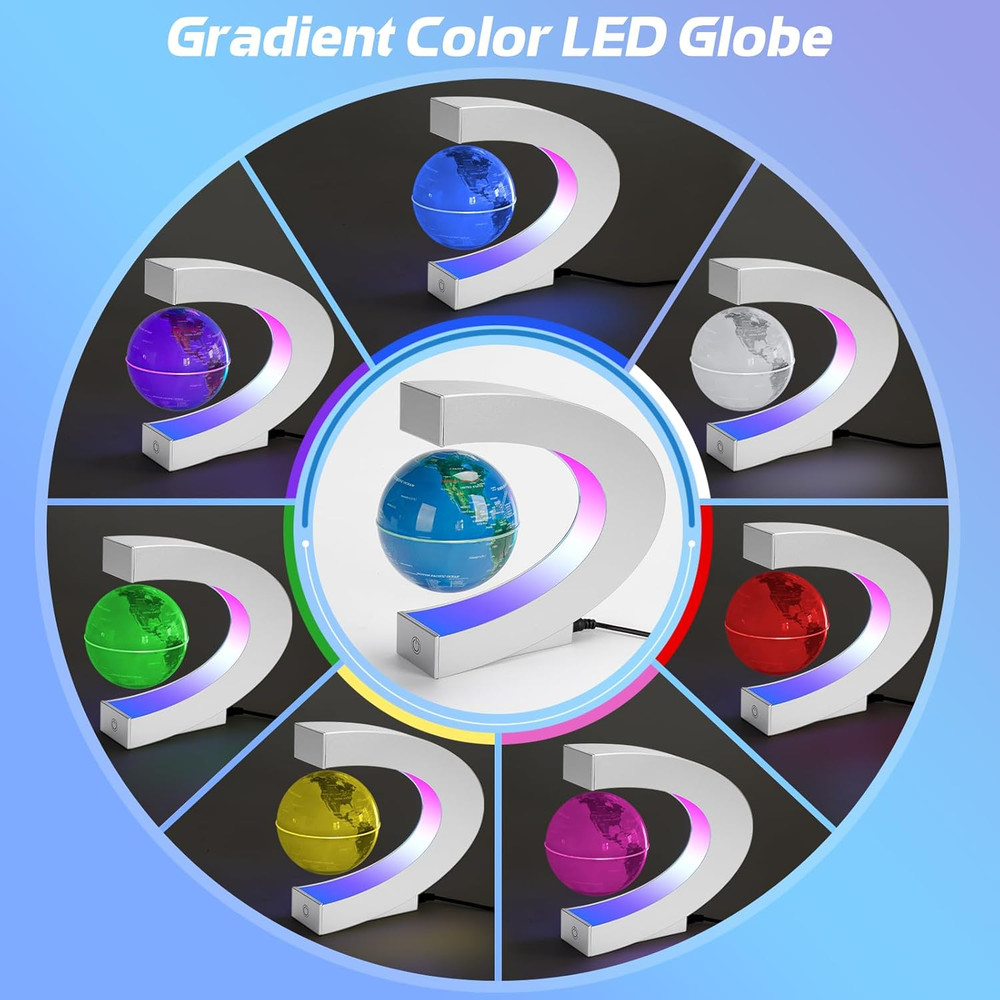 Magnetic Levitating Floating Globe Lamp with Multicolor LED Lights, Cool Gadgets