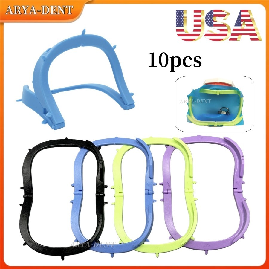 10pcs Dental Foldable Bracket Plastic Frame Rubber Dam Sheet Oral Barrier Frames