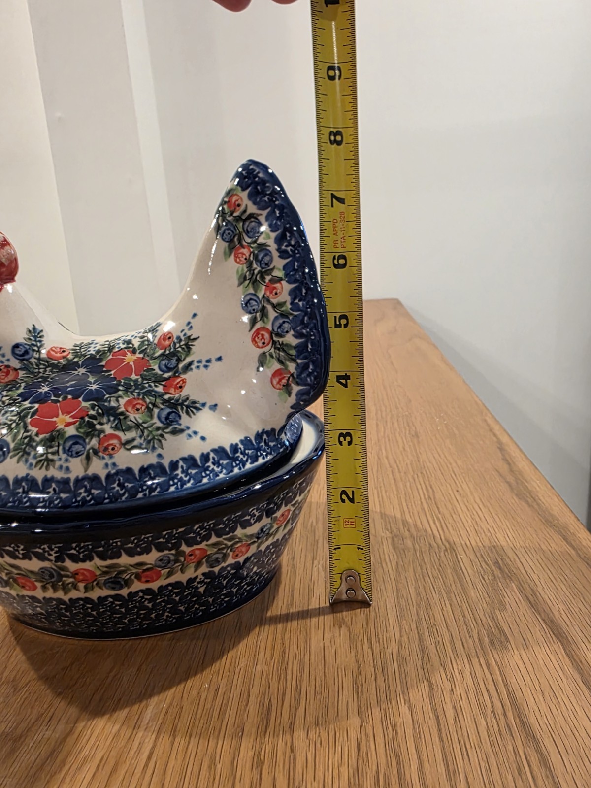 Polish Stoneware Chicken Hen Unikat Poland Hand Painted