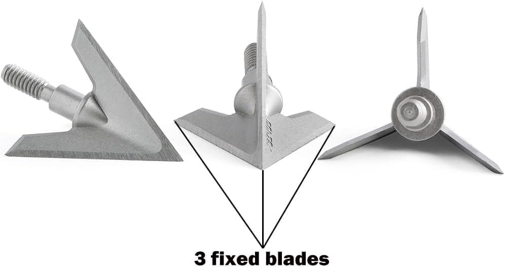 Bgary Archery Broadheads 100 Grain 6 Pack Solid 3 Blades Fixed S2-Silver 6Pcs