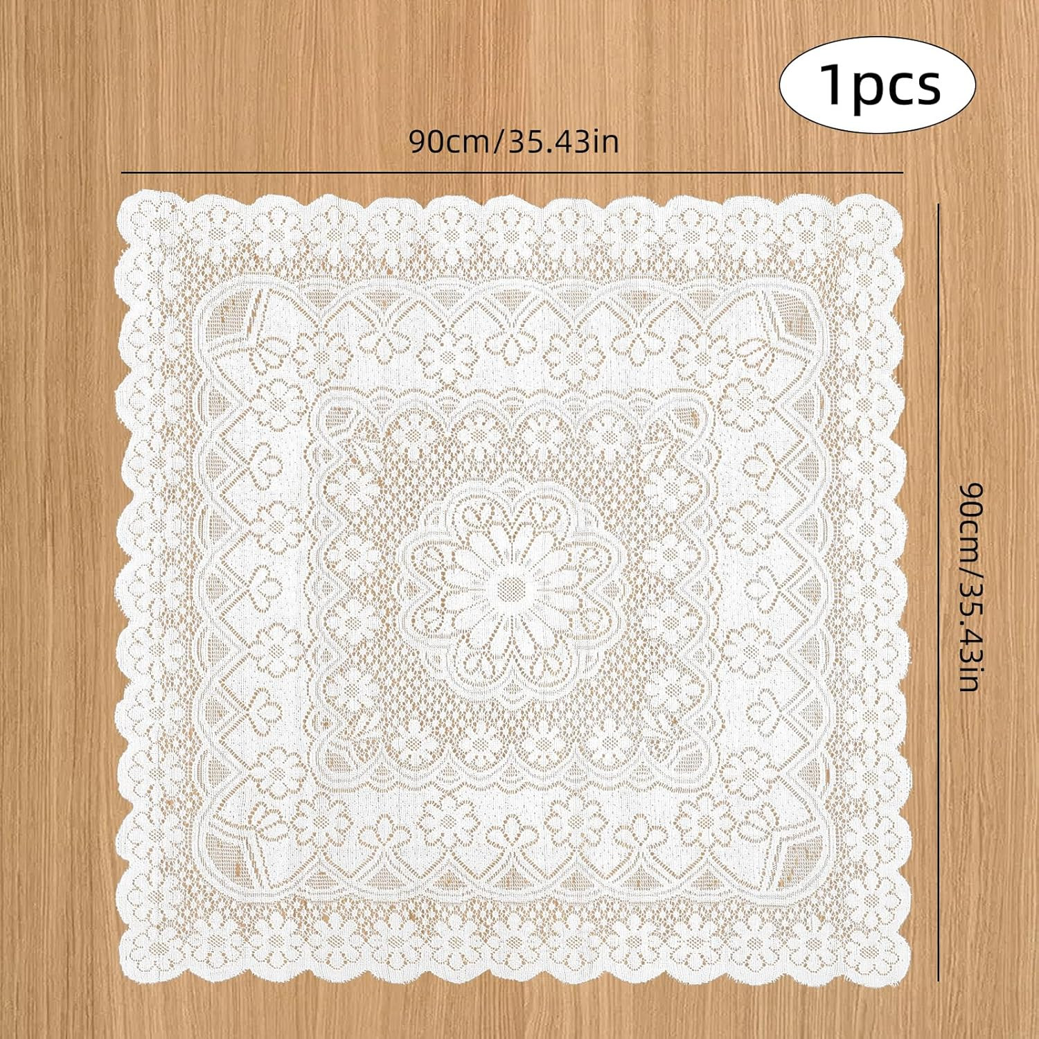 Square Lace Tablecloth 35 X 35 Inch, Off White Lace-Tablecloths & Small Tableclo