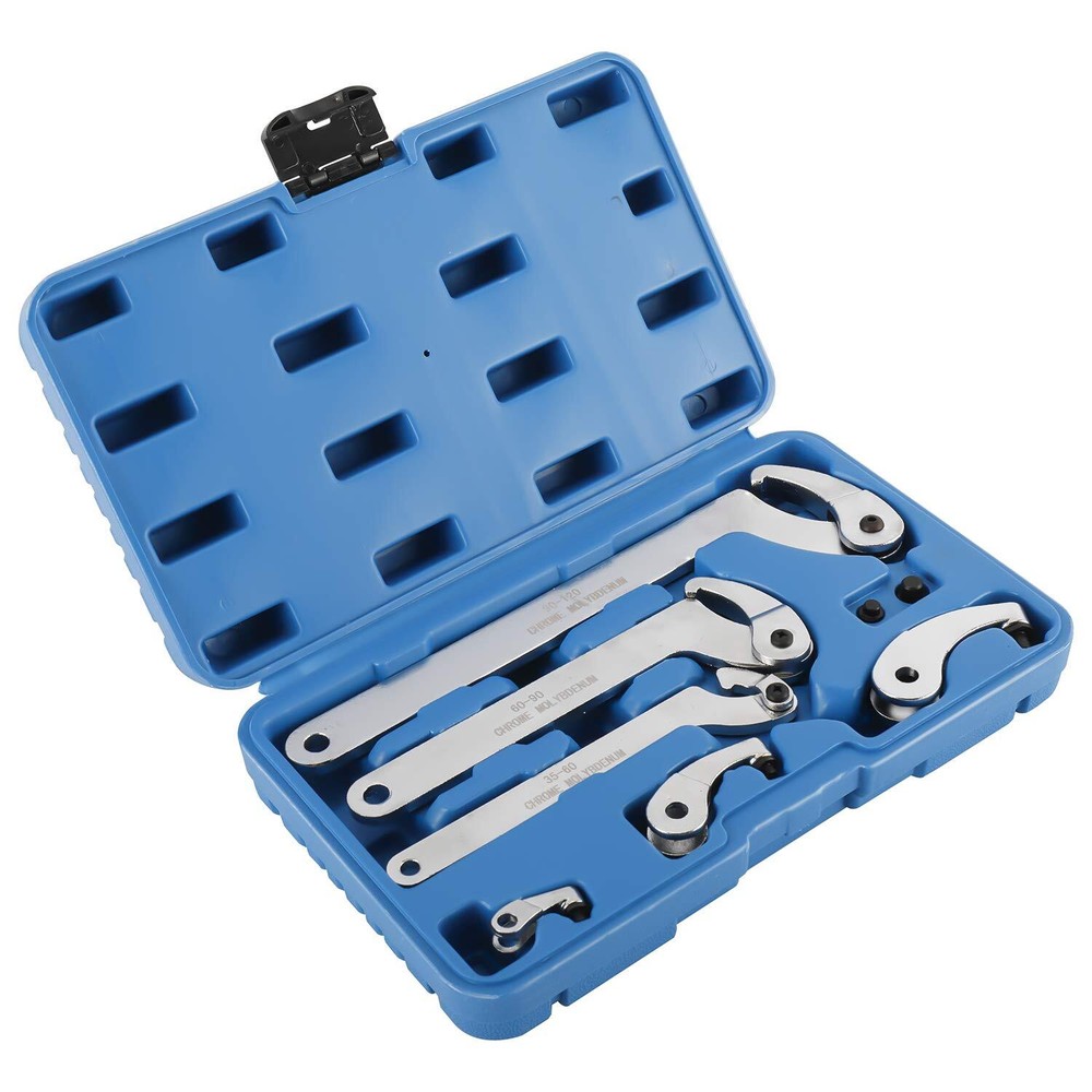 8Pcs Adjustable Hook Pin Spanner Wrench Tool Set Locking Nut Wrench 35mm-120mm
