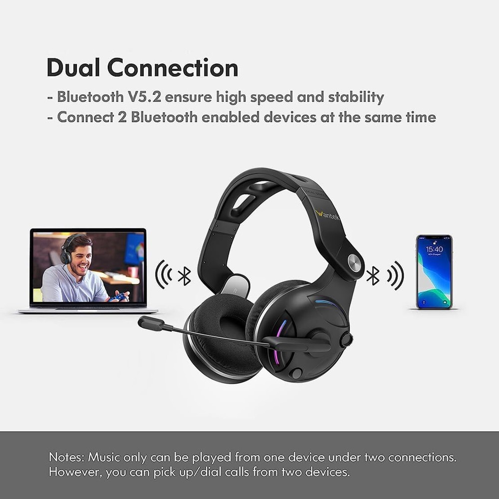 Wireless Gaming Headset with Microphone Foldable Stereo Bluetooth Headphones