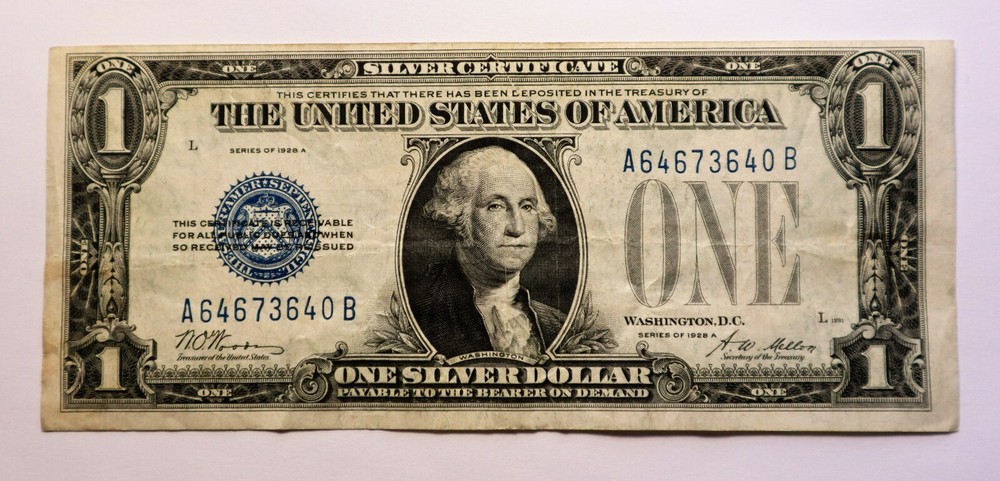 1928 A 1$ SILVER SERTIFICATION NOTE LARGE NOTE