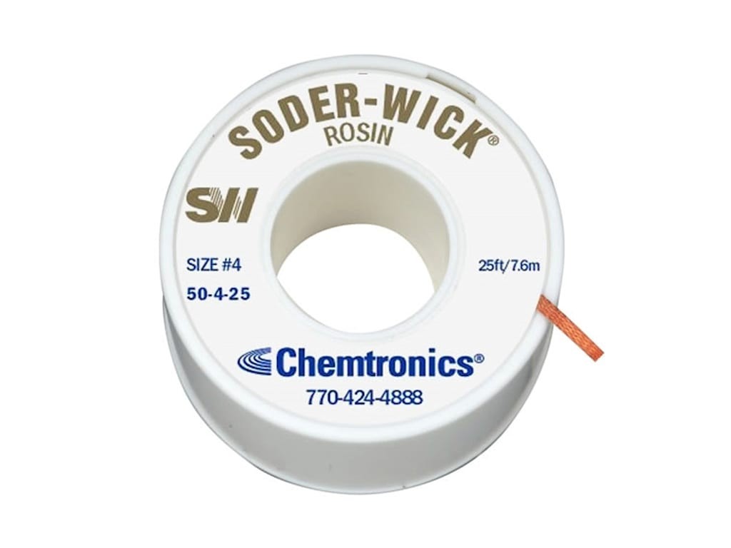 Chemtronics 50-4-25 - Solder Wick, Rosin SD, 0.110' x 25 ft Roll, #4, Blue Label