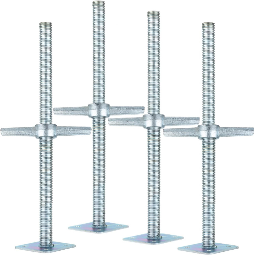 4 Pack Scaffold Leveling Screw Jack, 18 Inch Adjustable Galvanized with Base Pla