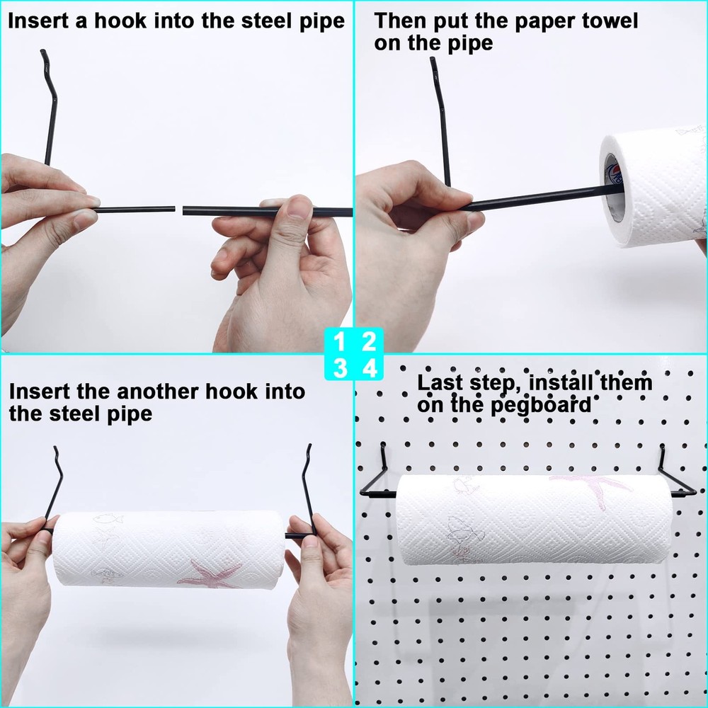 5 Pack Extendable Pegboard Paper Towel HolderPegboard Hook for WorkshopGarage