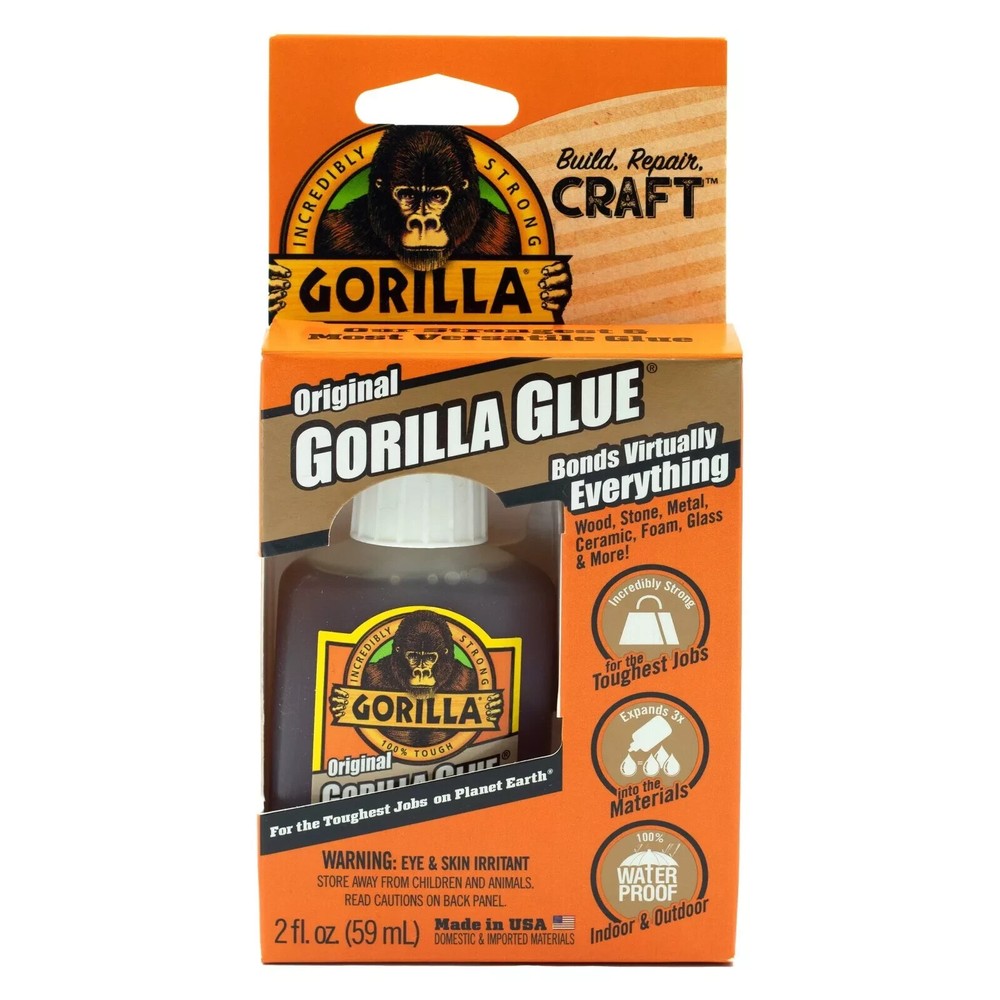 Gorilla Glue Original Brown Polyurethane Glue 50002, 2 Ounce Bottle