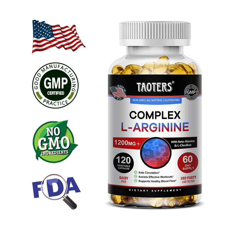 L-Arginin Complex 1200 MG, Extra Strength Nitric Oxide &Circulation Boost,60/120