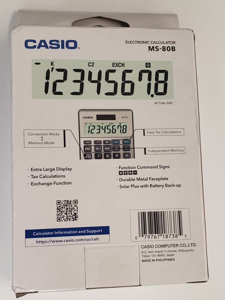 Casio MS-80B Standard Function Desktop Calculator with Large 8 Digit Display