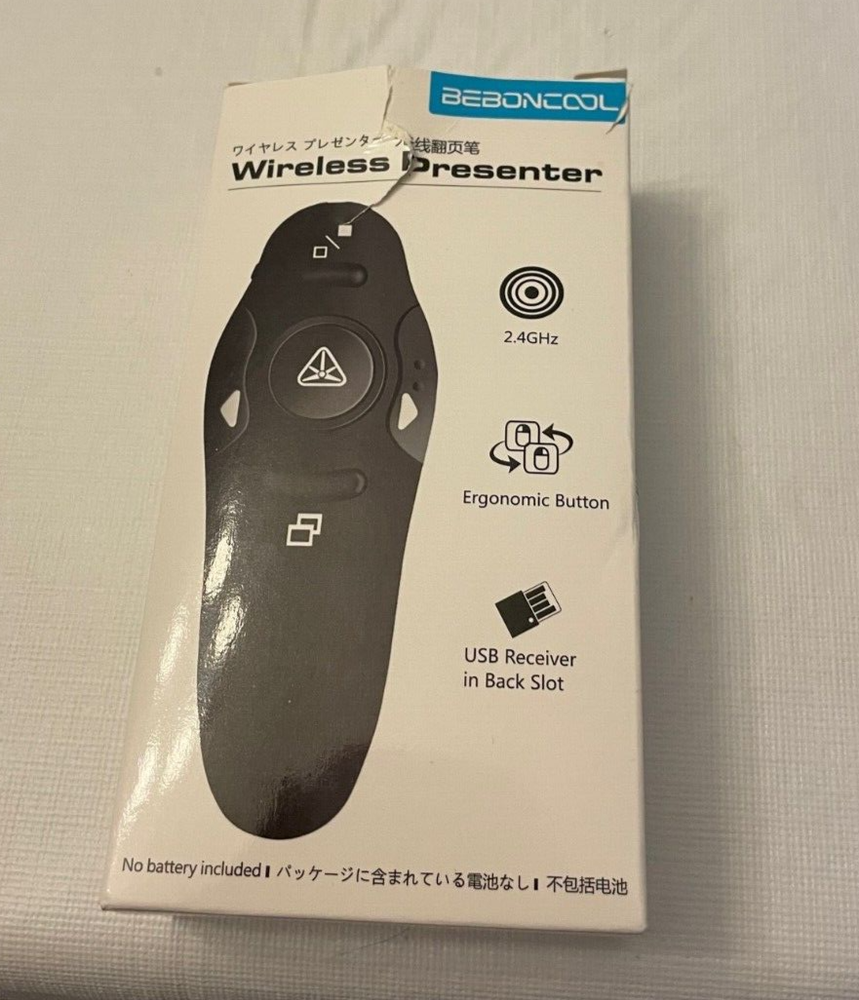 Beboncool Wireless Powerpoint Clicker / Presenter Model D100, 2.4 GHz 39’ Range