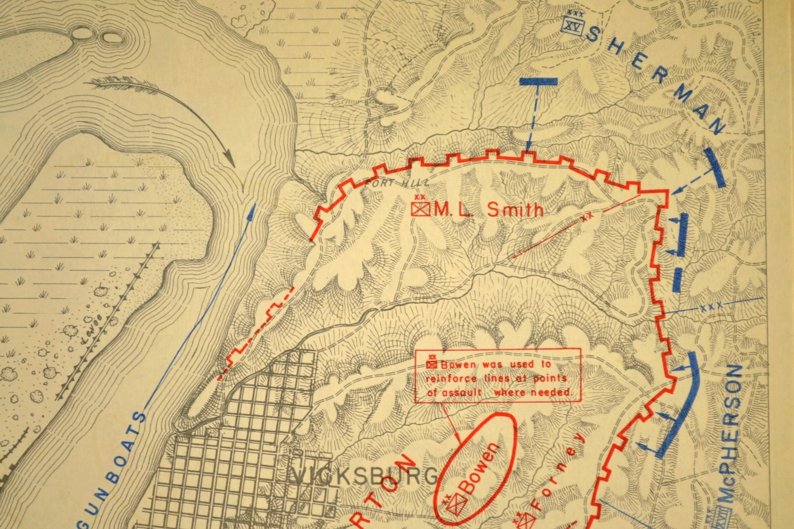 Vintage Siege of Vicksburg Map Mississippi Ulysses S Grant John Pemberton