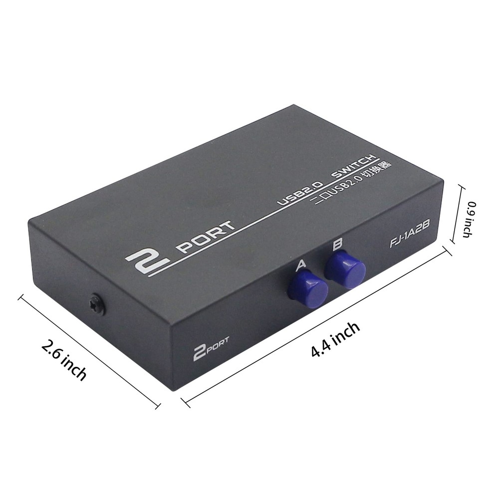 Printer Sharing Adapter, 2-Port USB 2.0 Switch for Sharing USB Devices Betwee...