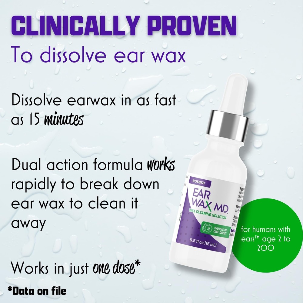 eosera® Ear Wax MD® - Ear Wax Dissolving Drops - Breaks Down & Dissolv