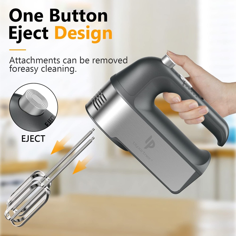 Electric Hand Mixer 450W with Turbo Boost, 5 Speeds, Eject Button & Accessories