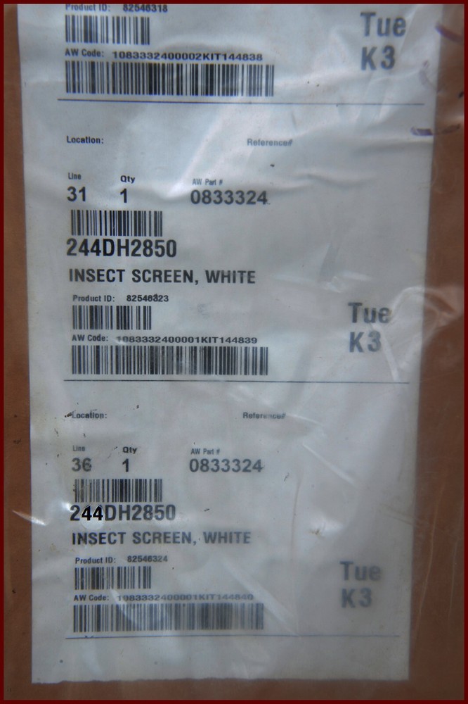 New Anderson WINDOW Screens, PLEASE SEE LABELS