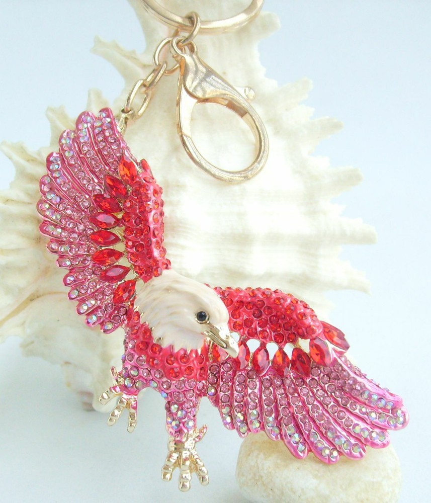 Unique Bird Eagle Keychain Pendant Rhinestone Crystal KP04717