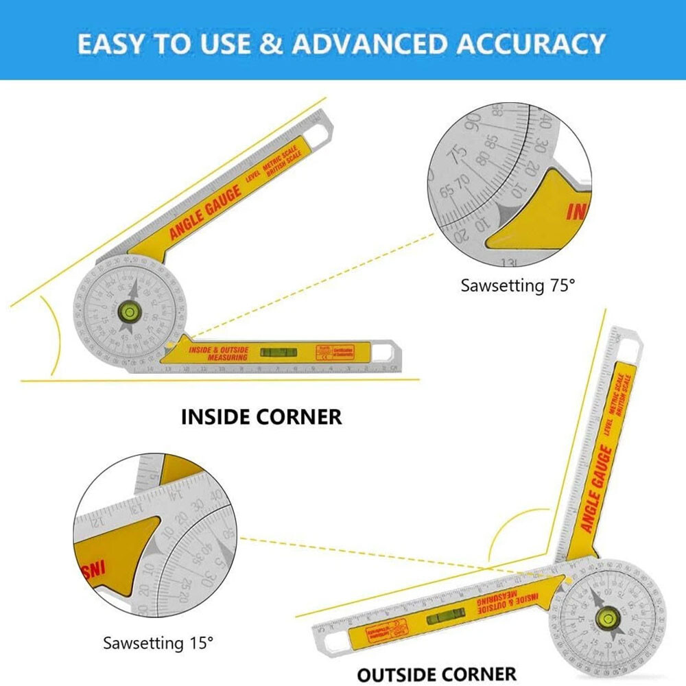 360° Miter Saw Protractor Angle Finder for Woodworking Measuring Tool ๑