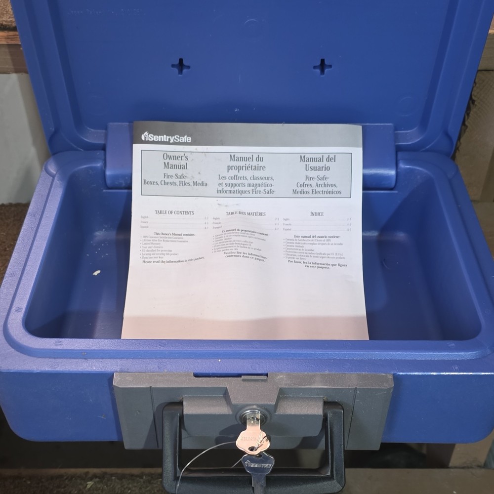 SentrySafe KEEPSAFE Blue Fire Safe Portable Medium Key Lock Security Safe