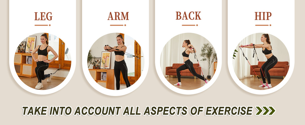Pilates bar kit Multiple Fitn bar with Resistance Bands, Ab Rollers