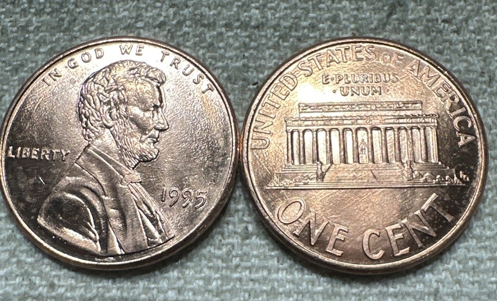 Two 1995 Lincoln Cent Rolls Uncirculated