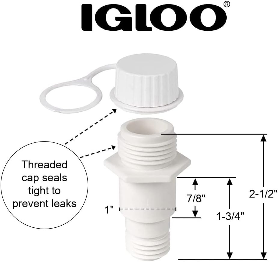 Igloo Replacement Threaded Drain Plug One Size Coolers And Ice Chests White NEW