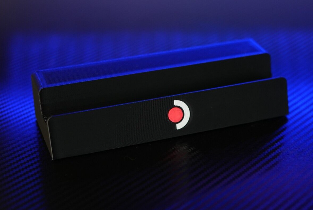 Steam Deck Desk Stand 3D Printed with red logo