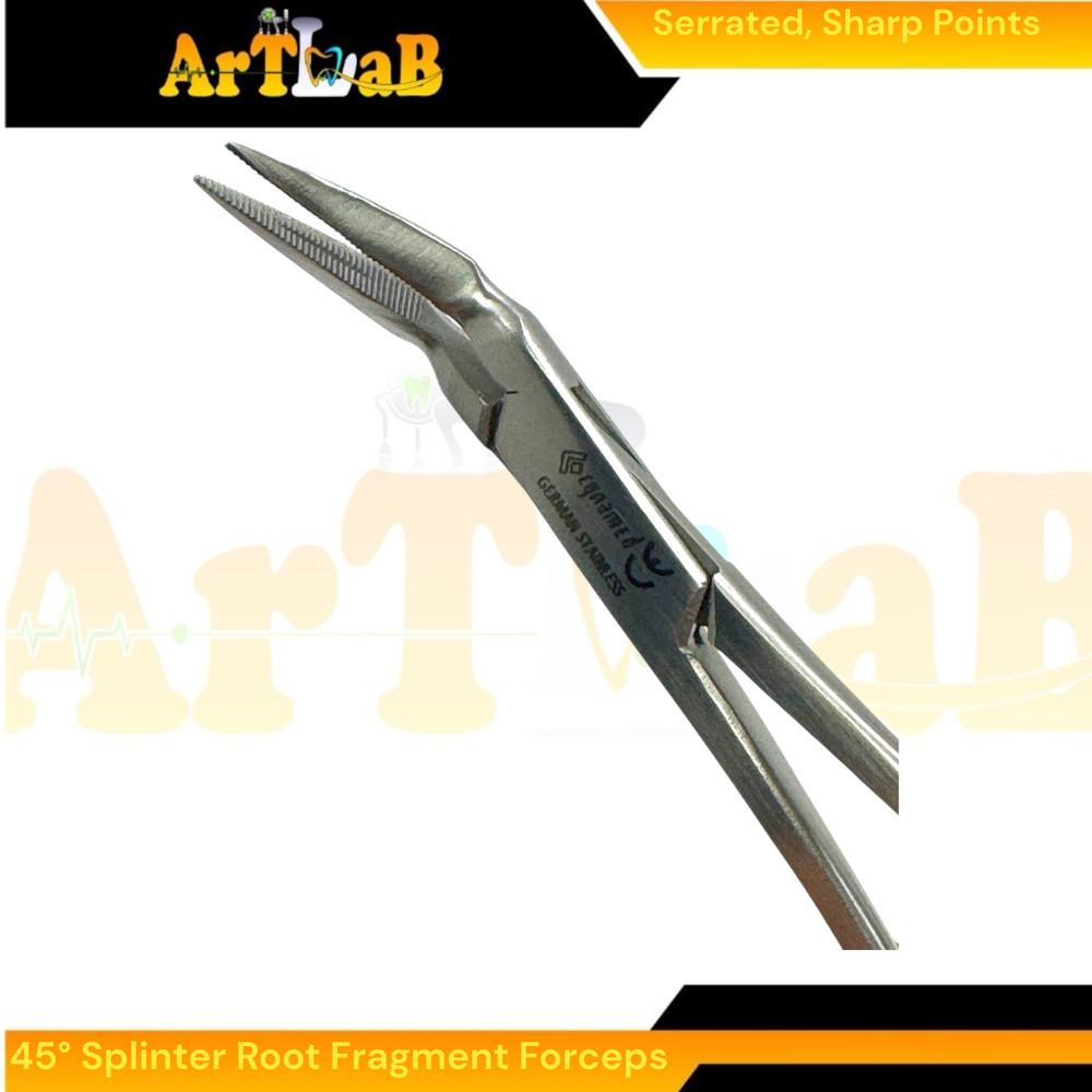 Steiglitz Root Fragment Forceps 45°, 5.5", Sharp Serrated Points, Dental Forceps
