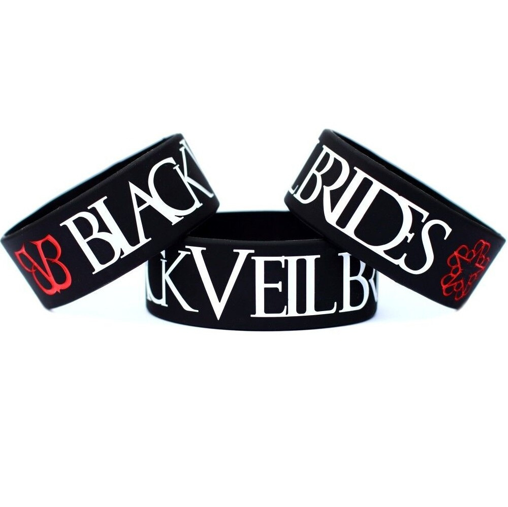 Three (3) of BLACK VEIL BRIDES Bracelet Wide Wristbands - Silicone Wrist Bands