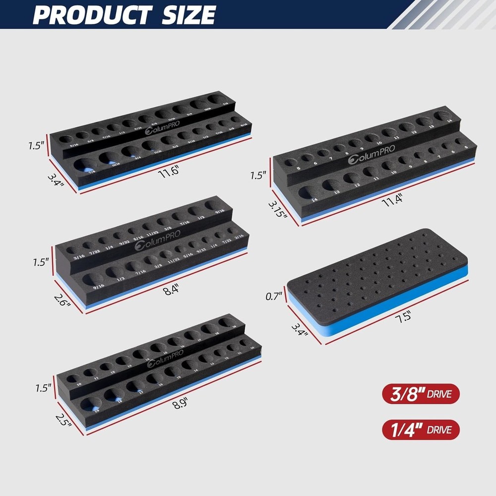 Foam Socket Organizer for Tool Box Drawer,Sockets Holder Both Whole Set