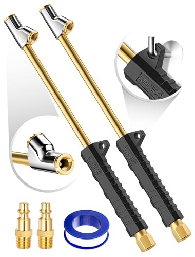 2 Pack 12" Extended Reach Dual Head Air Chuck, 2-Way Connection Solid Brass