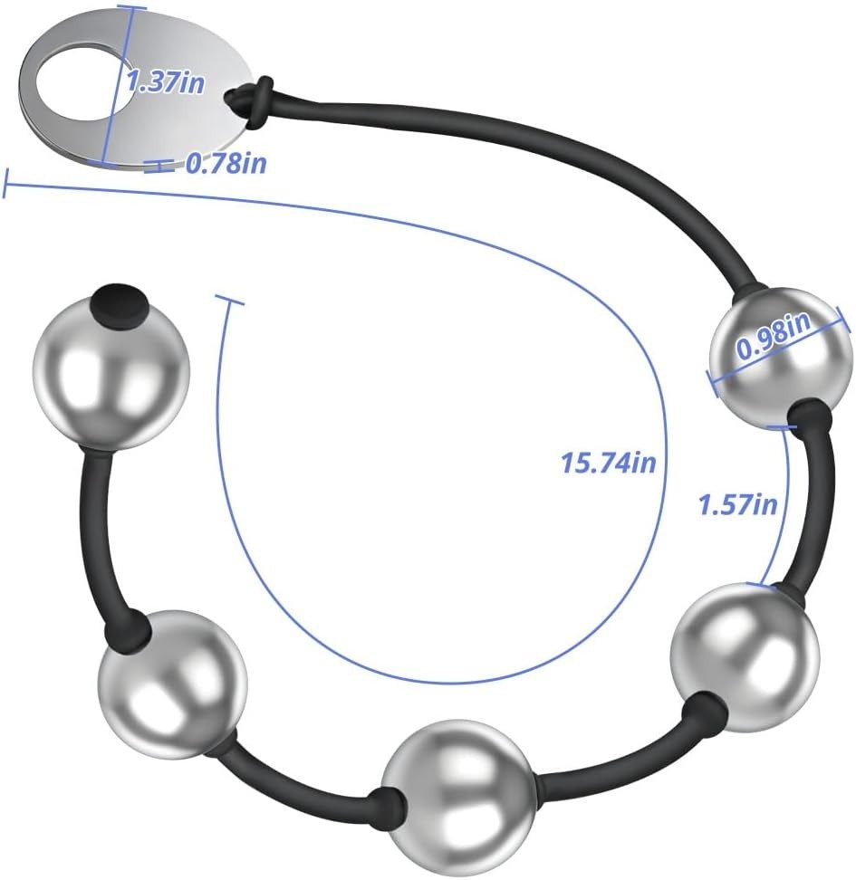 Stainless Steel Anal String Beads Plug 5 - 1" Beads With Silicone Pull Strap