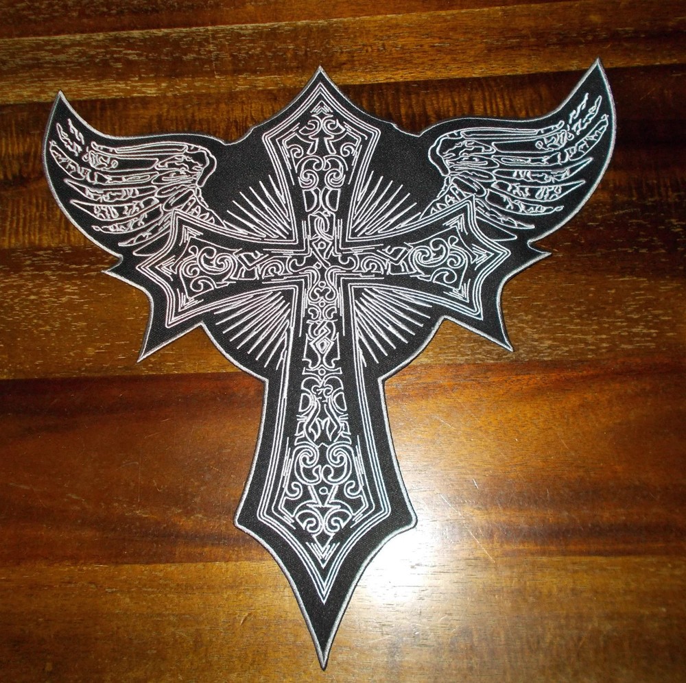 Patch Back Patch Biker Vest - Cross - Super Size & Look