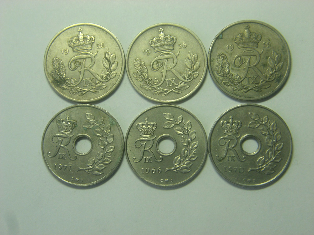 Denmark 25 Ore 1955 - 1971 / 6 coins /