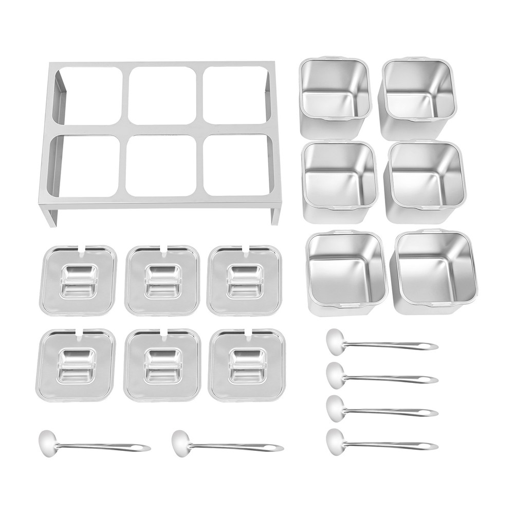 6 Compartment Trays For Prepping Ingredients And Toppings, Condiment Container