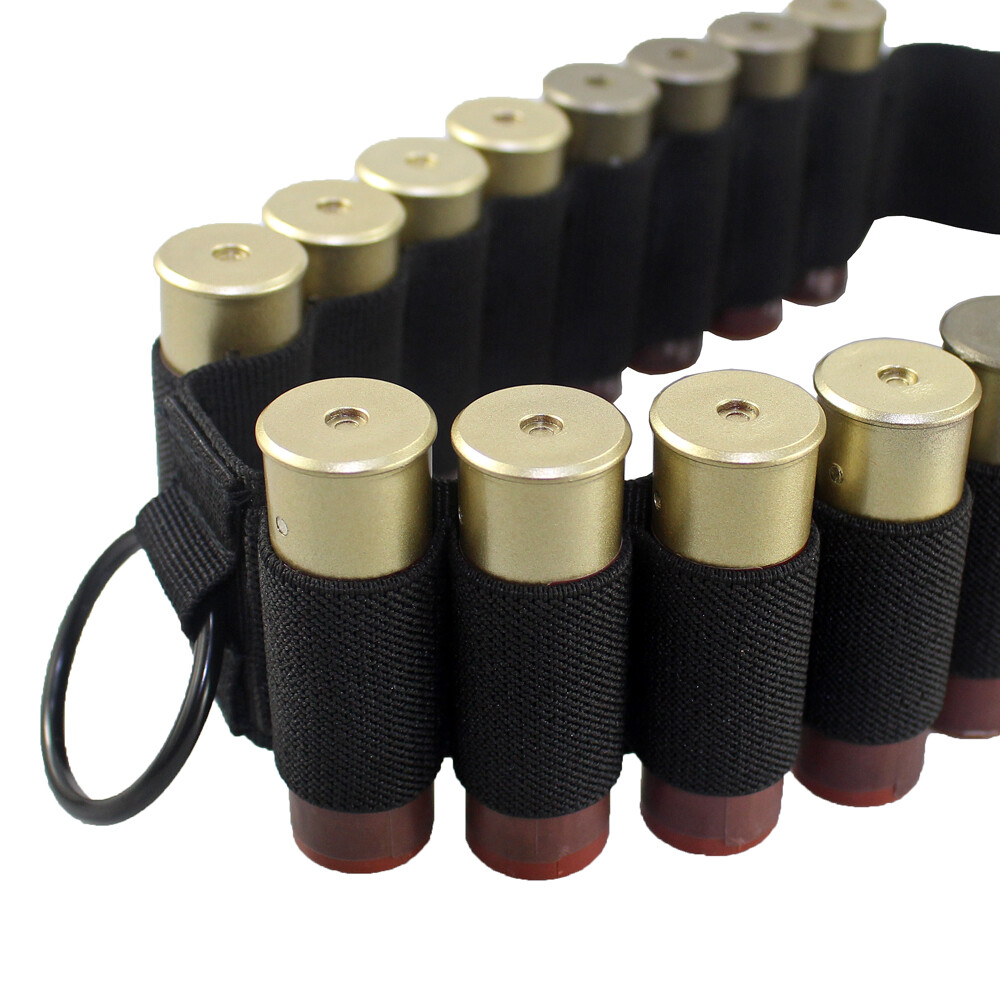 Black Shotgun Sling 2 Point Non-Slip Adjustable Ammo Sling with 16 Shell Holder
