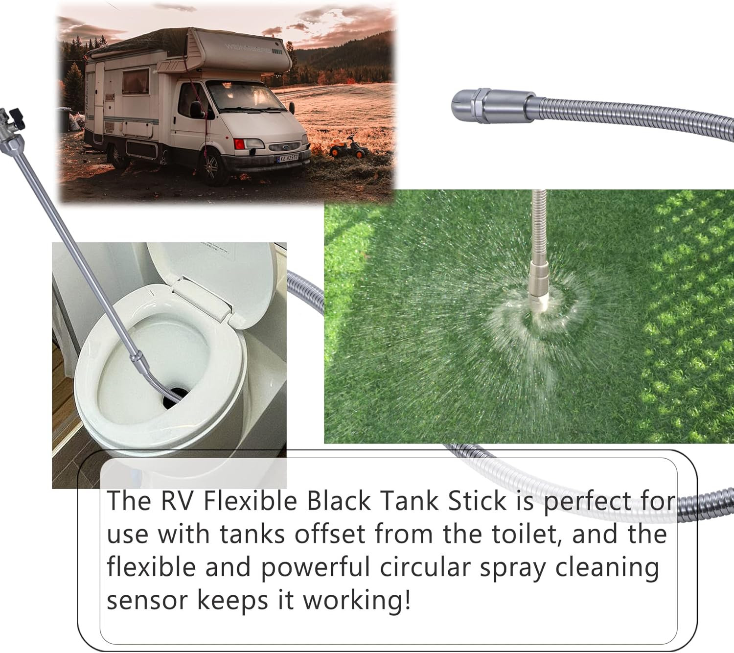 All Metal RV Flexible Swivel Stick with Shutoff Valve,Rv Flexible Black Tank Wan