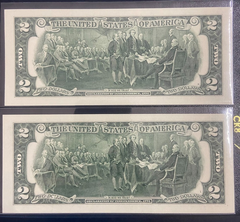 (2) 2009 2013 $2 Two Dollar Bill Serial SAME, RADA # 1078.8701 . UNC