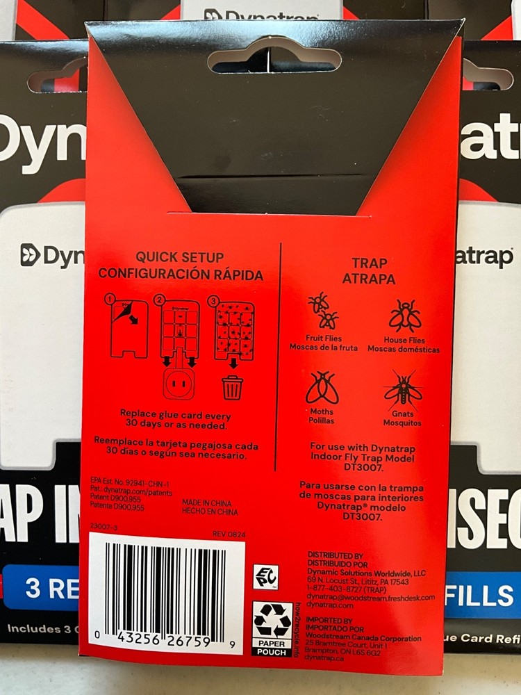 Dynatrap Indoor Insect Trap 7x3 Refills 21 total