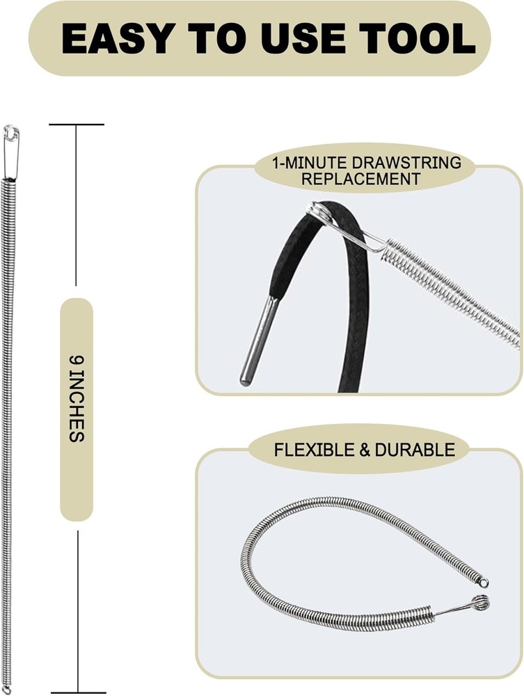 55 Inch Drawstring Replacement Cords with Easy Threader Tool, Replacement Drawst