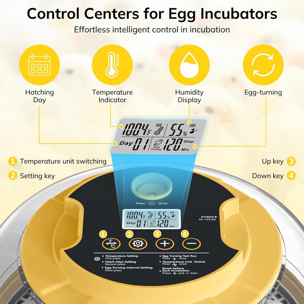 Automatic 18-Egg Incubator with Humidity Control and Temperature Display