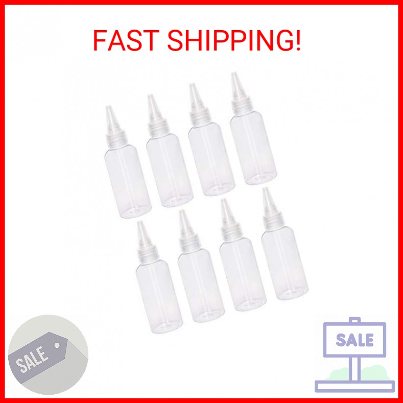 Penta Angel 2oz Plastic Squeeze Bottles 8Pcs Small Clear Empty Squirt Bottle wit