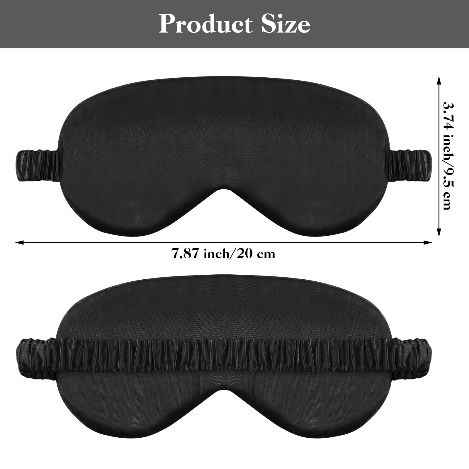 2 Pack Sleep Mask Silk Eye Cover for 1 Count (Pack of 2), Black